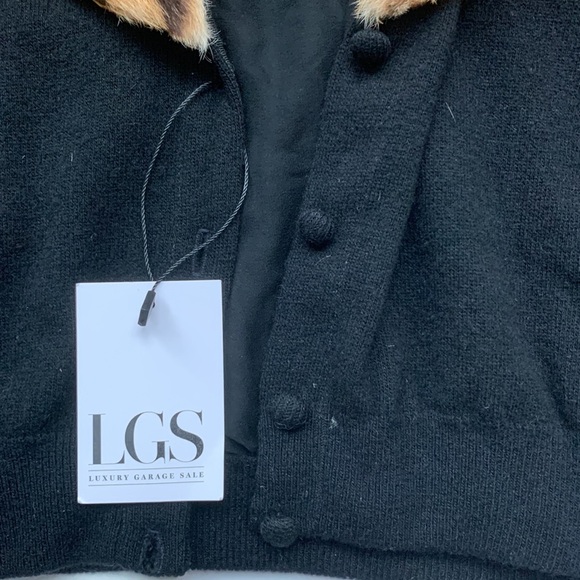Vintage Luxury Garage Sale Real Fur Leopard🐆Animal Print Cropped Black Cardigan - Picture 5 of 15